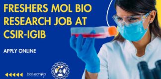 Freshers Mol Bio Research Job at CSIR-IGIB