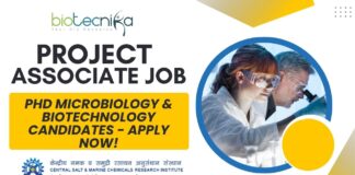 CSIR-CSMCRI Hiring Microbiology & Biotechnology For Project Associate Job, Apply Online