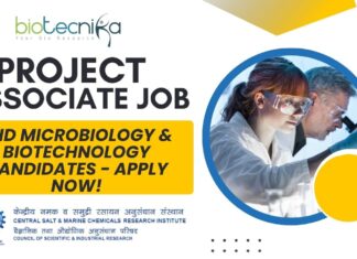 CSIR-CSMCRI Hiring Microbiology & Biotechnology For Project Associate Job, Apply Online