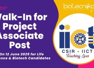 CSIR-IICT Life Science Jobs Walk-In for PAT-I on 12 June 2025