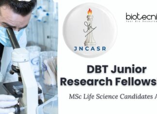 DBT Junior Research Fellowship at JNCASR | MSc Life Science Candidates Apply