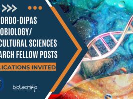 DRDO-DIPAS Microbiology/ Agricultural Sciences Research Fellow
