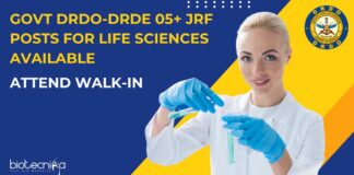 DRDO-DRDE JRF Posts For Life Sciences Available
