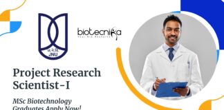 JNU Project Research Scientist-I – MSc Biotechnology Graduates Apply Now!