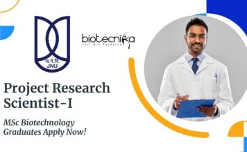 JNU Project Research Scientist-I – MSc Biotechnology Graduates Apply Now!