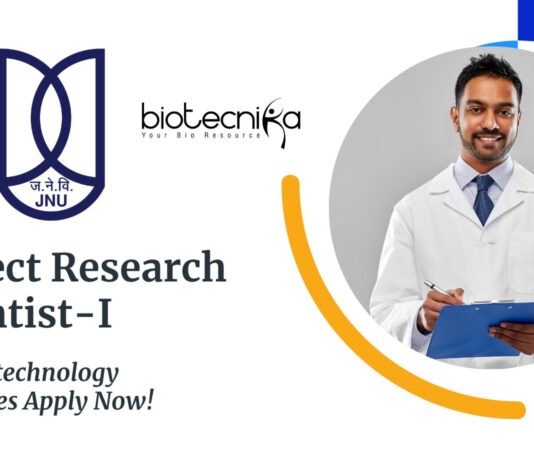 JNU Project Research Scientist-I – MSc Biotechnology Graduates Apply Now!