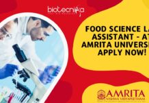Food Science Lab Assistant - at Amrita University