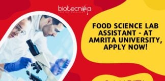 Food Science Lab Assistant - at Amrita University