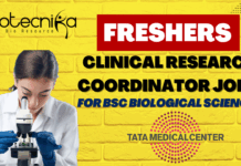 Freshers Clinical Research Coordinator Jobs For BSc Biological Sciences at Tata Medical Center, Apply Online