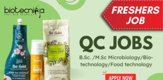 Freshers Biotech QC Jobs at Nat Habit