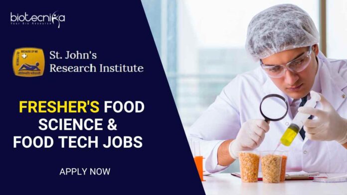 Fresher's Food Science / Food Tech Jobs at SJRI