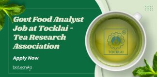 Govt Food Analyst Job at Tocklai - Tea Research Association