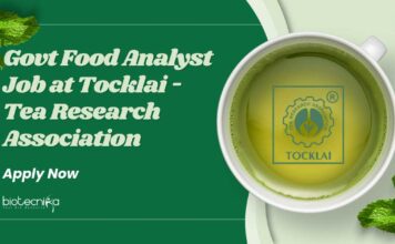 Govt Food Analyst Job at Tocklai - Tea Research Association