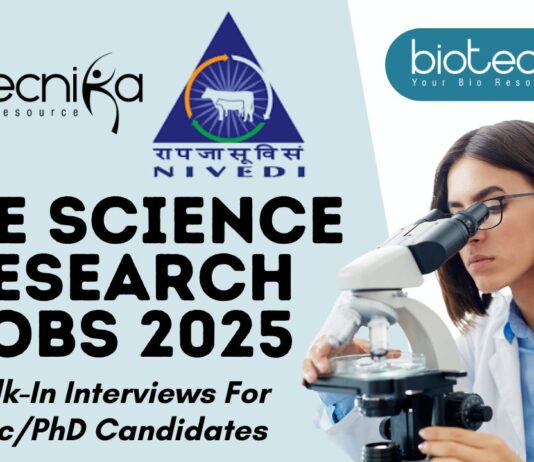 ICAR-NIVEDI Bengaluru Life Science Research Positions – June 2025 Walk-In Interviews