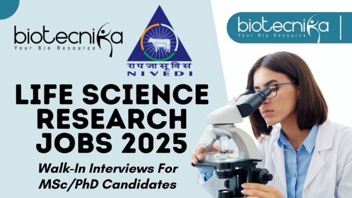 ICAR-NIVEDI Bengaluru Life Science Research Positions – June 2025 Walk-In Interviews