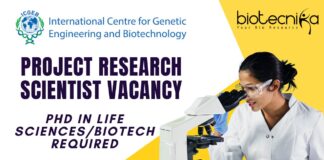 ICGEB Recruitment 2025 Project Research Scientist Vacancy – New Delhi