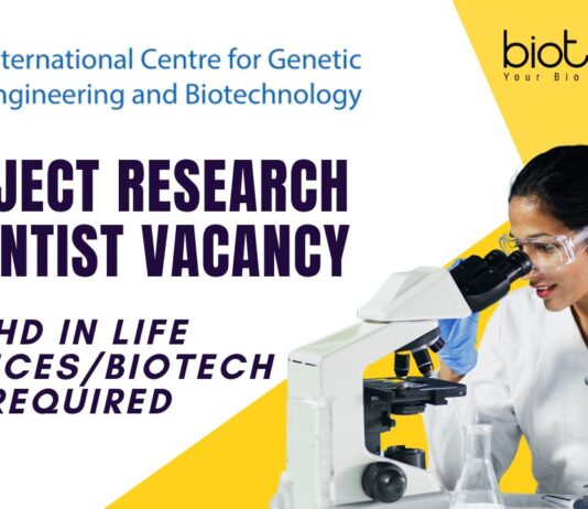 ICGEB Recruitment 2025 Project Research Scientist Vacancy – New Delhi