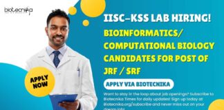 IISc Bioinformatics JRF/SRF Job Opening