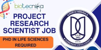 JNU Project Research Scientist Job – PhD Life Sciences Apply