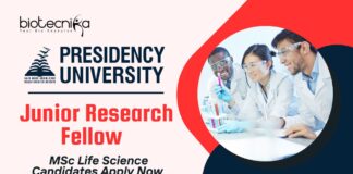 Junior Research Fellow at Presidency University – MSc Life Science Candidates Apply Now