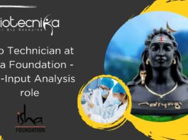 Lab Technician at Isha Foundation