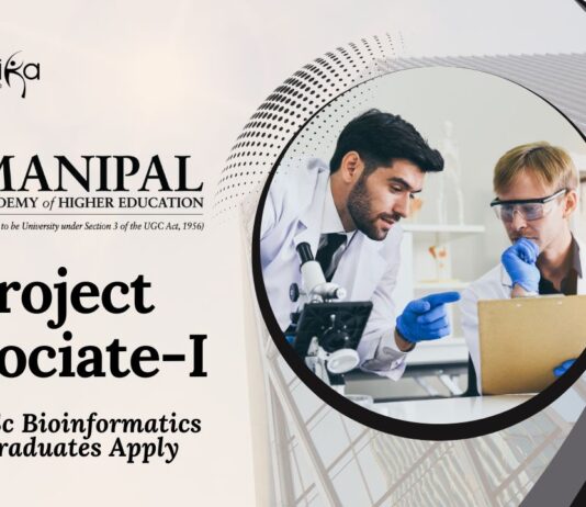 MAHE Manipal Project Associate-I Job – MSc Bioinformatics Graduates Apply 