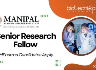 MAHE Manipal Senior Research Fellow Job – MSc Life Science Candidates Apply