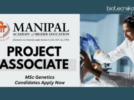 MAHE Project Associate Job – MSc Genetics Candidates Apply Now