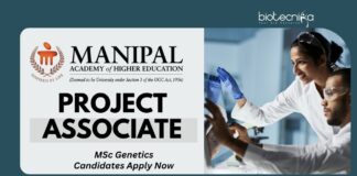 MAHE Project Associate Job – MSc Genetics Candidates Apply Now