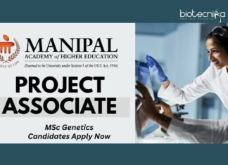 MAHE Project Associate Job – MSc Genetics Candidates Apply Now