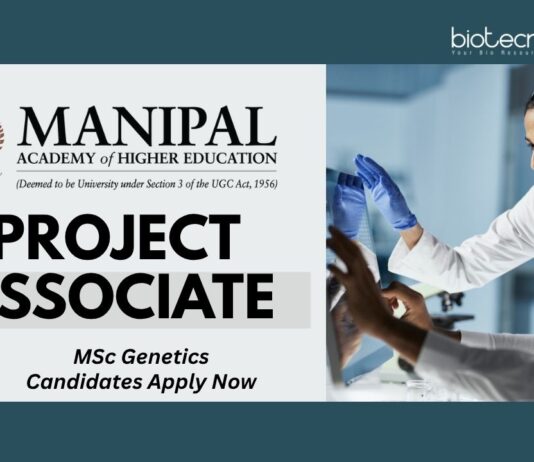 MAHE Project Associate Job – MSc Genetics Candidates Apply Now