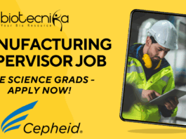 Manufacturing Supervisor Job at Cepheid Bengaluru – Life Science Grads - Apply Now!