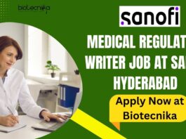 Medical Regulatory Writer Job at Sanofi Hyderabad