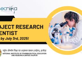 NIPER Hajipur Hiring Project Research Scientist 2025