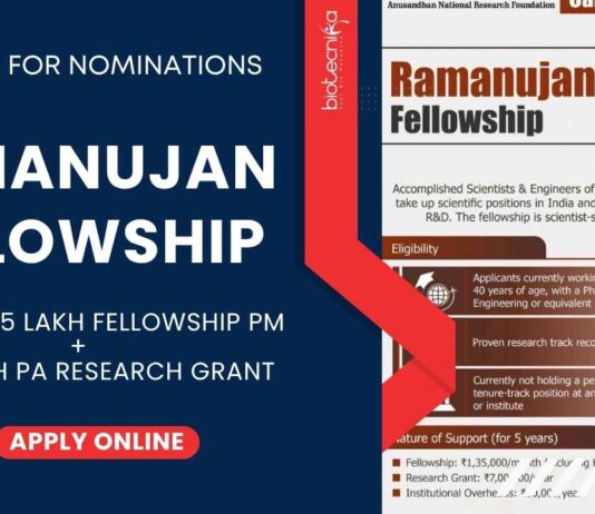 Ramanujan Fellowship 2025 Call For Nominations