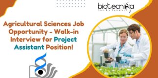 Agricultural Sciences Job Opportunity - Walk-in Interview for Project Assistant Position!