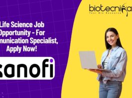 Life Science Job Opportunity - For Communication Specialist, Apply Now!