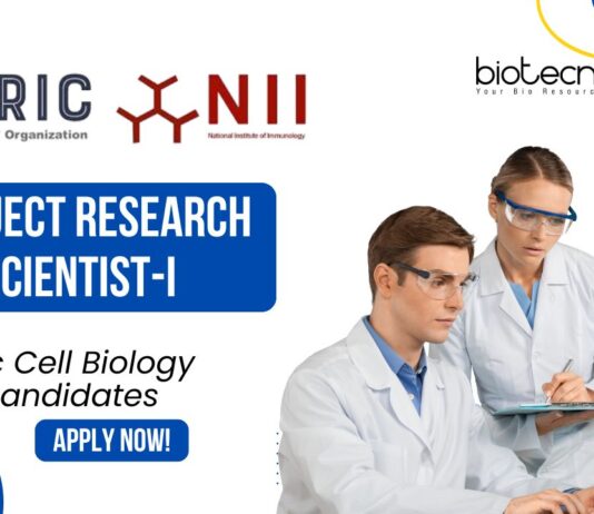 NII Project Research Scientist-I Job | MSc Cell Biology Candidates Apply Now