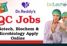 QC Jobs at Dr Reddy's - Biotech, Biochem & Microbiology Apply Online