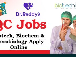 QC Jobs at Dr Reddy's - Biotech, Biochem & Microbiology Apply Online