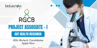 RGCB Project Associate - I Job for Gut Health Research | MSc Biotech Candidates Apply Now