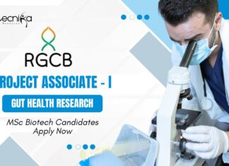 RGCB Project Associate - I Job for Gut Health Research | MSc Biotech Candidates Apply Now