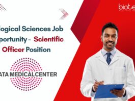Biological Sciences Job Opportunity - Scientific Officer Position