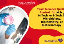 QC Jobs at Dr Reddy's - Biotech, Biochem & Microbiology Eligible