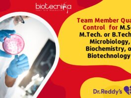 QC Jobs at Dr Reddy's - Biotech, Biochem & Microbiology Eligible