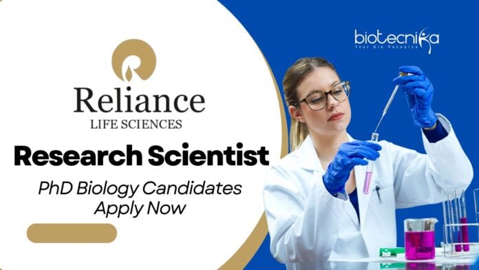 Reliance R&D Research Scientist Job | PhD Biology Candidates Apply Now.