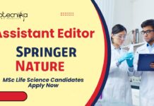Springer Nature Assistant Editor Job | MSc Life Science Candidates Apply Now