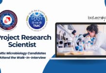 Tata Memorial Centre Project Research Scientist Job | MSc Microbiology Candidates Attend the Walk-In-Interview