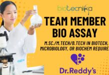 Team Member Bio Assay at Dr Reddy’s in Visakhapatnam Apply Now
