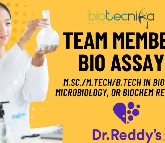 Team Member Bio Assay at Dr Reddy’s in Visakhapatnam Apply Now
